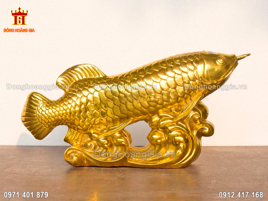 Tượng cá rồng bằng đồng mạ vàng là dòng sản phẩm tượng cao cấp tại Hoàng Gia